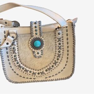 Elegant White and Turquoise Women's Shoulder Bag